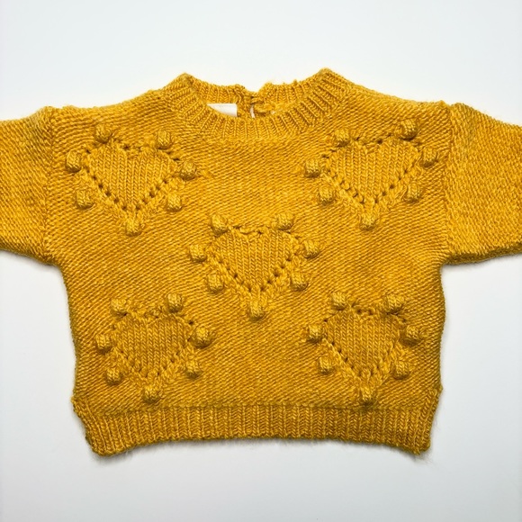 NWOT Zara Golden Yellow Heart Knitwear Sweater Infant 9-12 Months - Picture 2 of 10